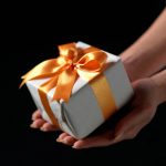 a gift box in hands