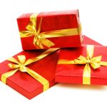 three red gift boxes