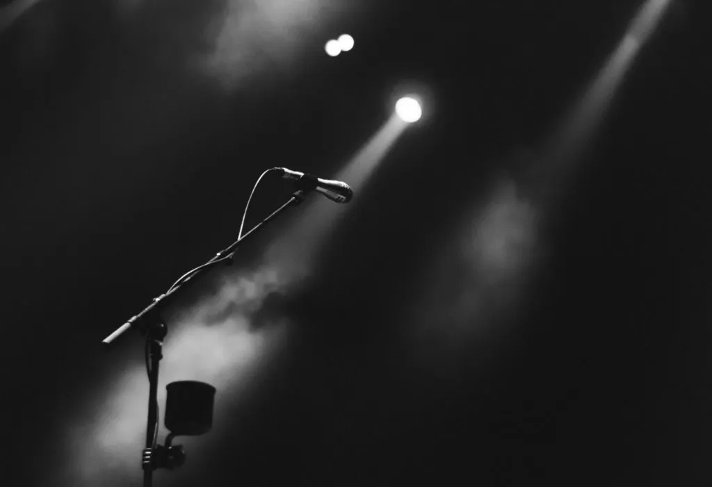 microphone on an empty stage